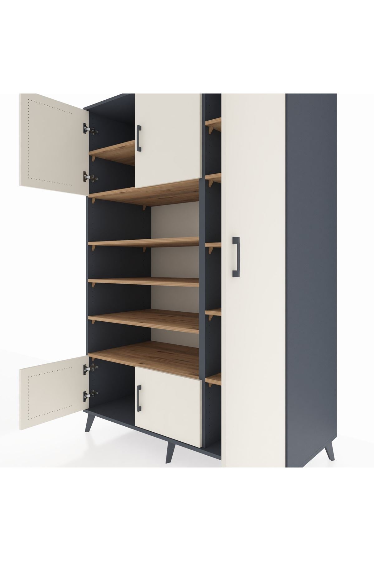 Kronos Dolap 11 Raflı 5 Kapaklı 132x59x195 Antrasit-Aytaşı/Çam