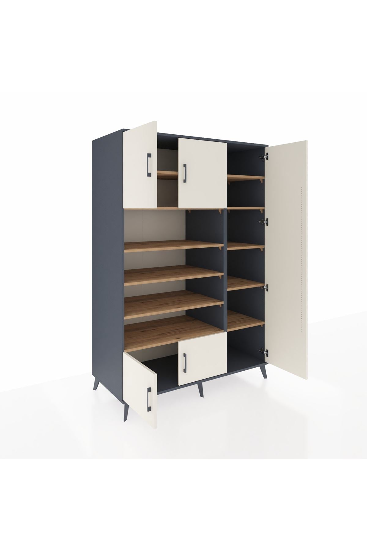 Kronos Dolap 11 Raflı 5 Kapaklı 132x59x195 Antrasit-Aytaşı/Çam