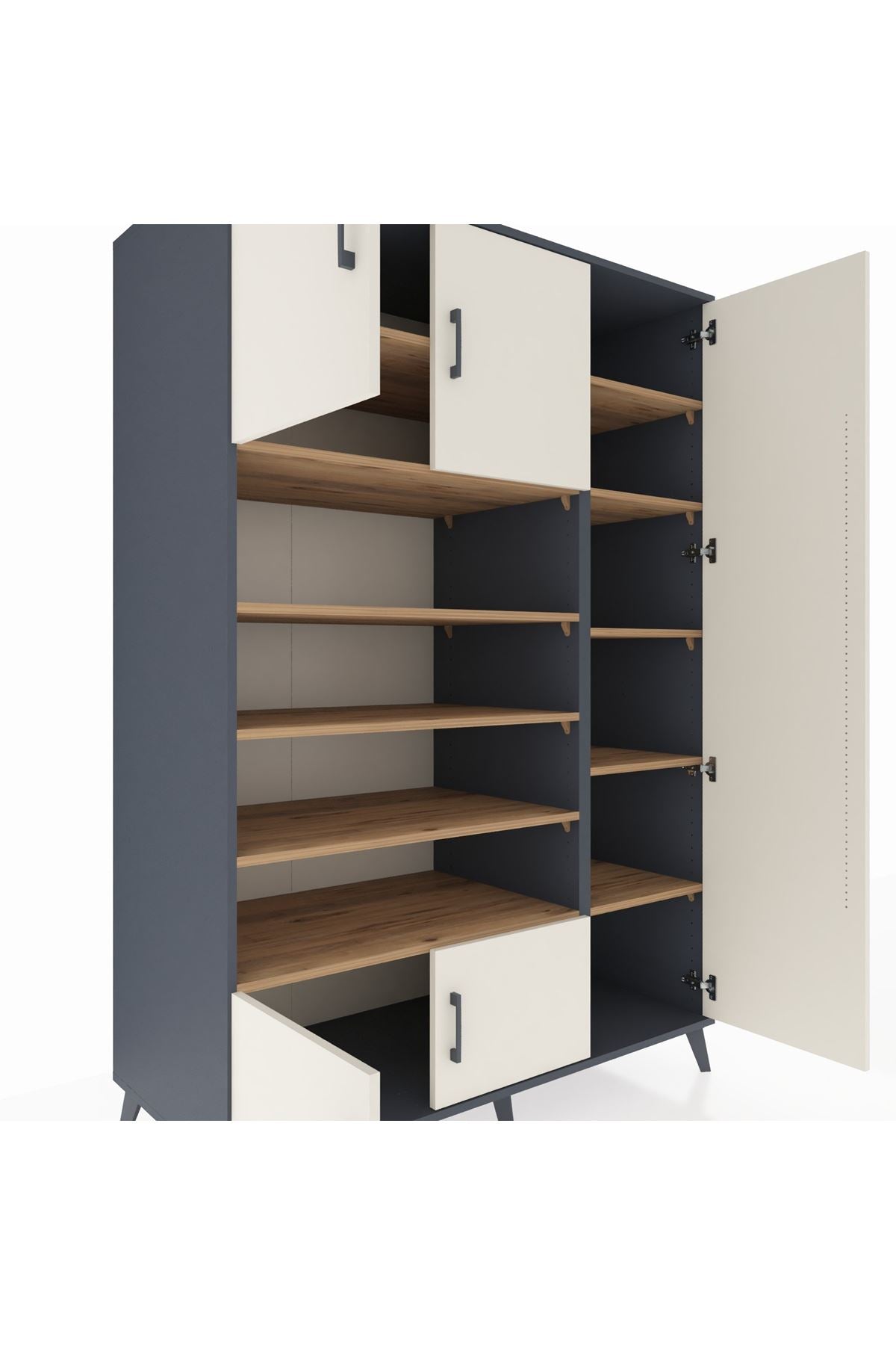 Kronos Dolap 11 Raflı 5 Kapaklı 132x59x195 Antrasit-Aytaşı/Çam