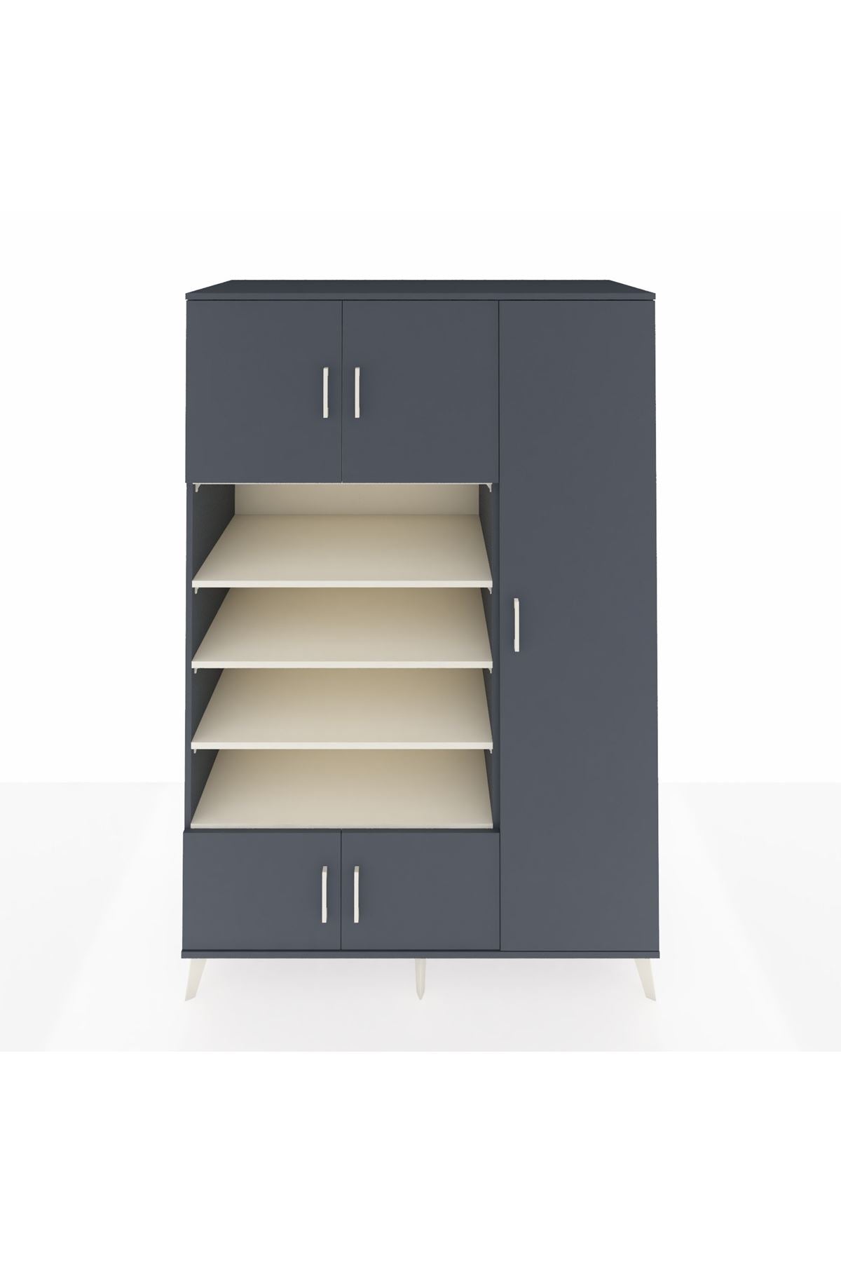 Kronos Dolap 11 Raflı 5 Kapaklı 132x59x195 Antrasit-Antrasit/Aytaşı