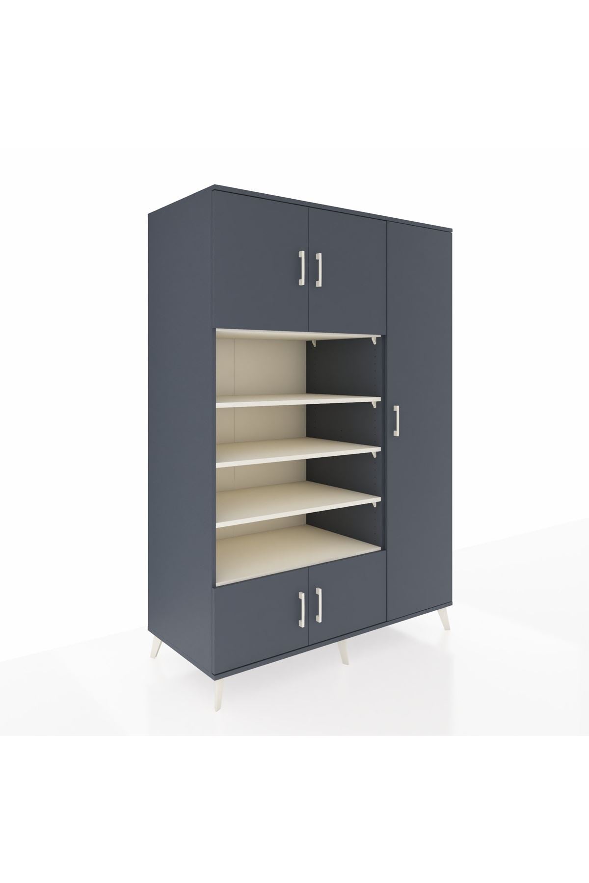 Kronos Dolap 11 Raflı 5 Kapaklı 132x59x195 Antrasit-Antrasit/Aytaşı