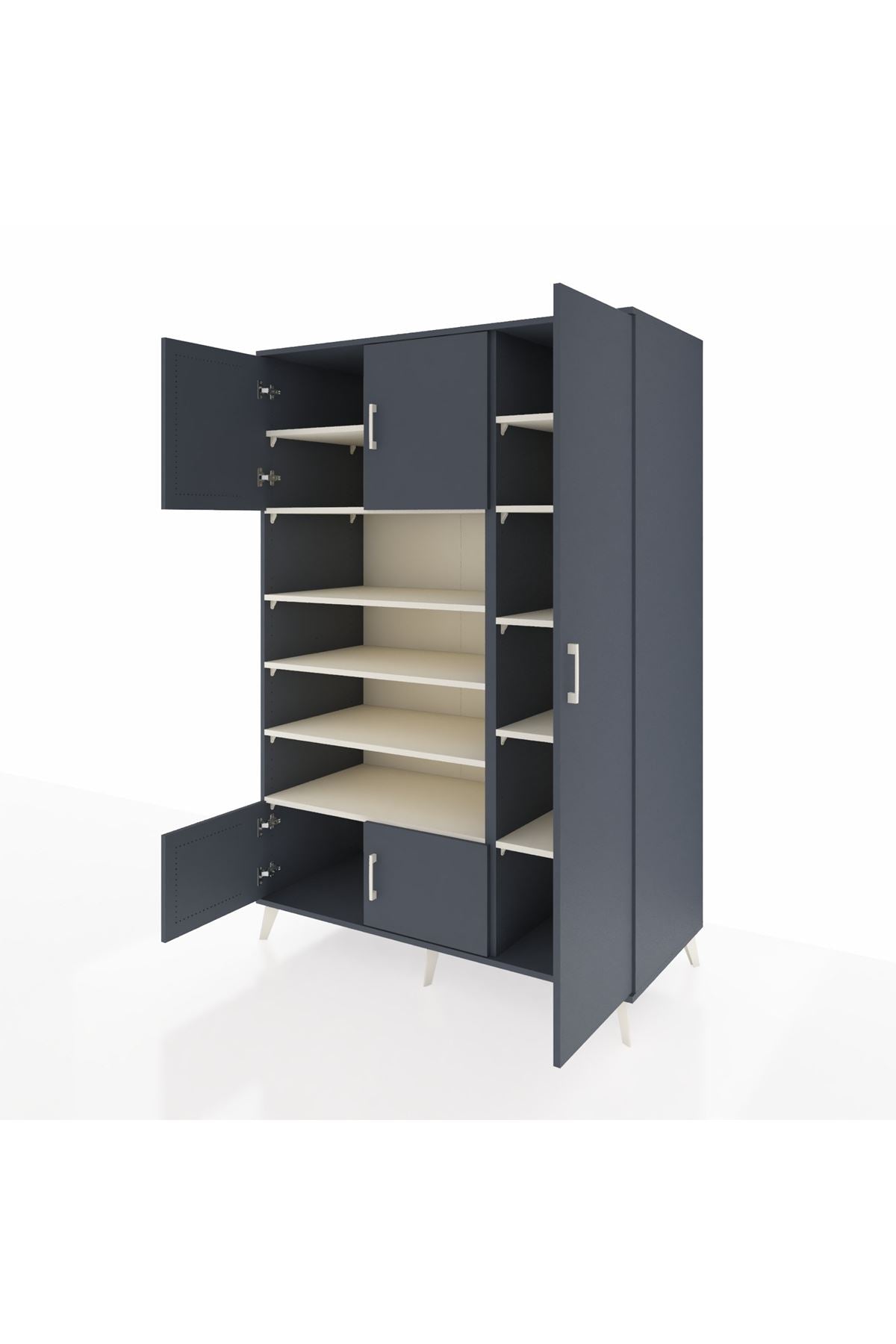 Kronos Dolap 11 Raflı 5 Kapaklı 132x59x195 Antrasit-Antrasit/Aytaşı