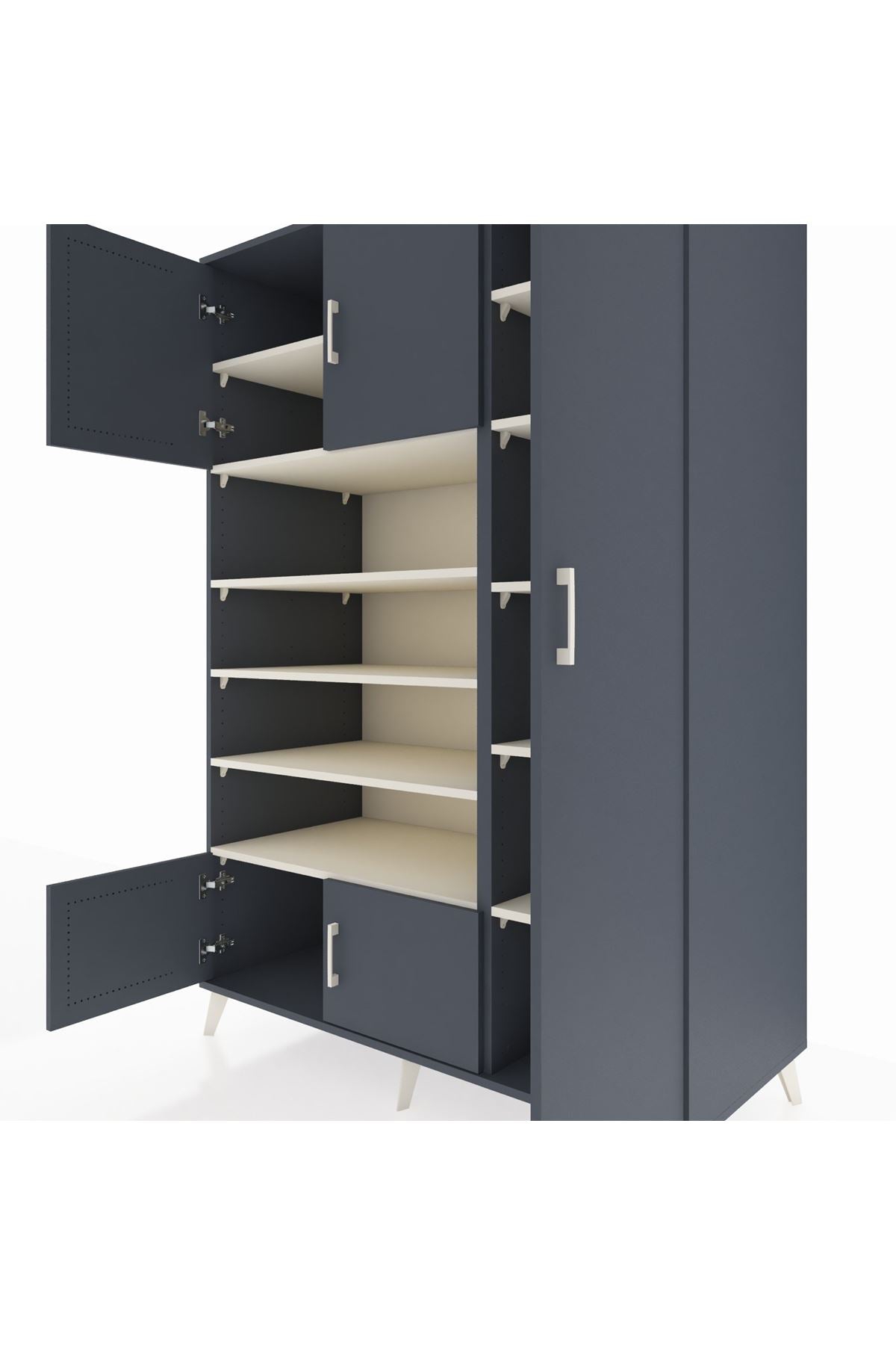 Kronos Dolap 11 Raflı 5 Kapaklı 132x59x195 Antrasit-Antrasit/Aytaşı