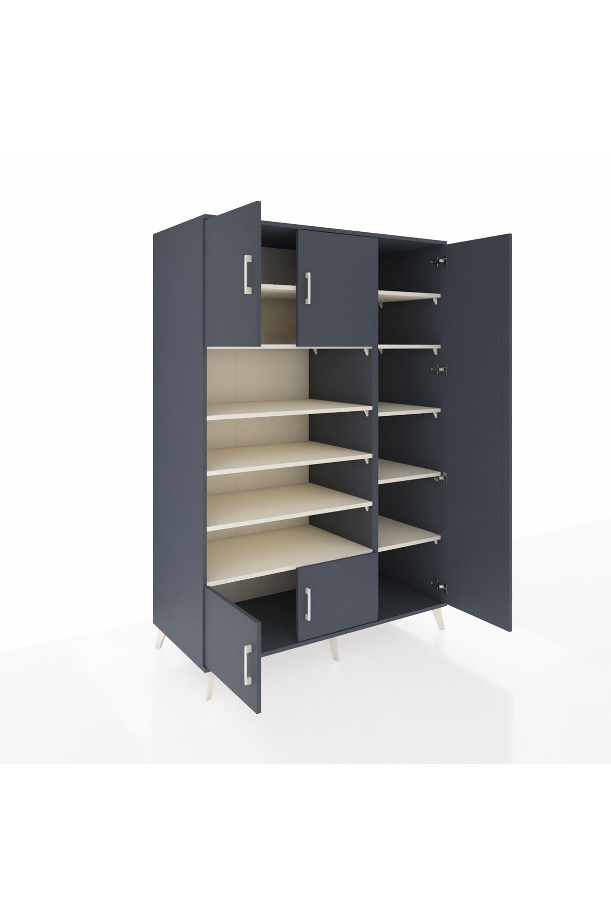 Kronos Dolap 11 Raflı 5 Kapaklı 132x59x195 Antrasit-Antrasit/Aytaşı