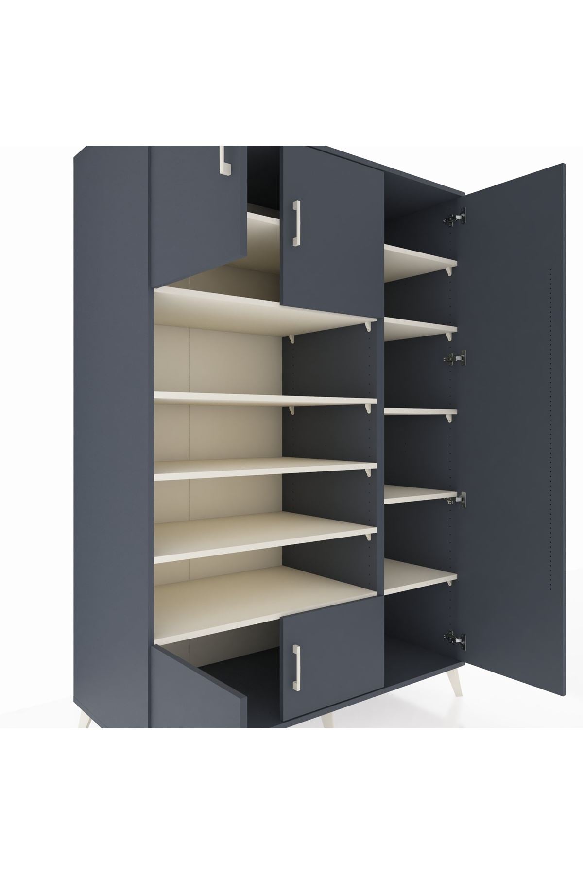 Kronos Dolap 11 Raflı 5 Kapaklı 132x59x195 Antrasit-Antrasit/Aytaşı