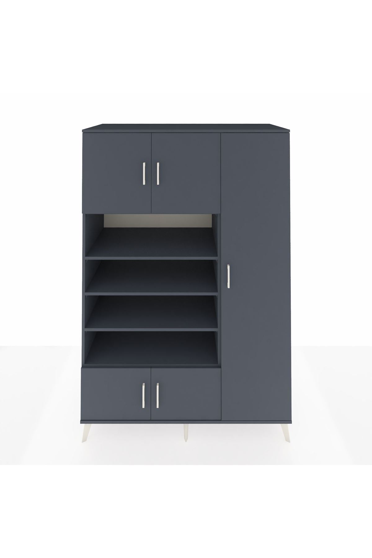 Kronos Dolap 11 Raflı 5 Kapaklı 132x59x195 Antrasit-Antrasit/Antrasit