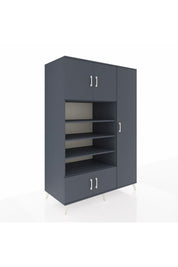 Kronos Dolap 11 Raflı 5 Kapaklı 132x59x195 Antrasit-Antrasit/Antrasit