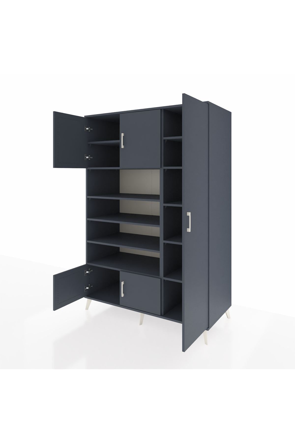 Kronos Dolap 11 Raflı 5 Kapaklı 132x59x195 Antrasit-Antrasit/Antrasit