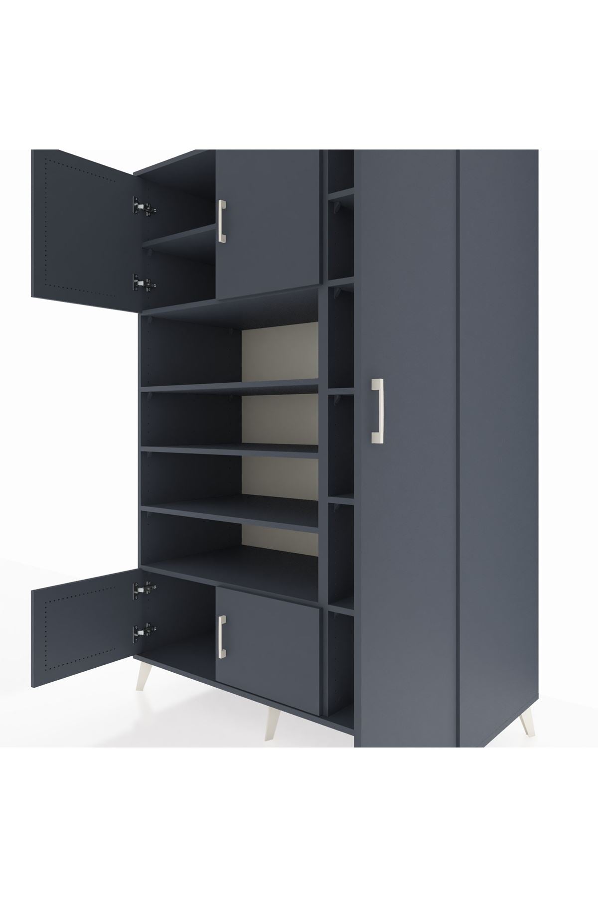 Kronos Dolap 11 Raflı 5 Kapaklı 132x59x195 Antrasit-Antrasit/Antrasit