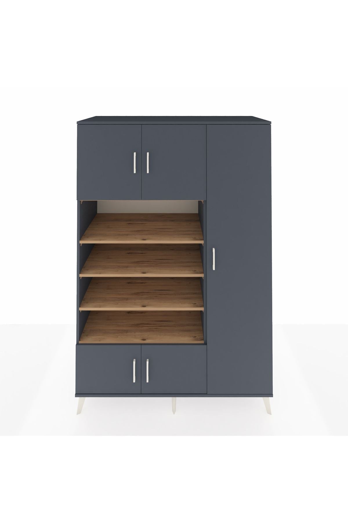 Kronos Dolap 11 Raflı 5 Kapaklı 132x59x195 Antrasit-Antrasit/Çam