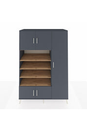 Kronos Dolap 11 Raflı 5 Kapaklı 132x59x195 Antrasit-Antrasit/Çam