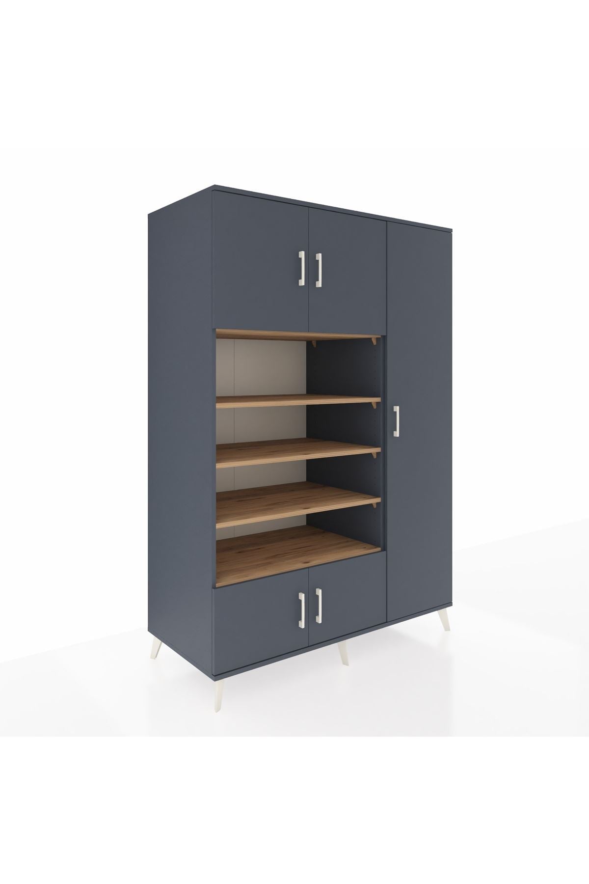 Kronos Dolap 11 Raflı 5 Kapaklı 132x59x195 Antrasit-Antrasit/Çam