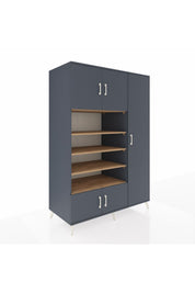 Kronos Dolap 11 Raflı 5 Kapaklı 132x59x195 Antrasit-Antrasit/Çam