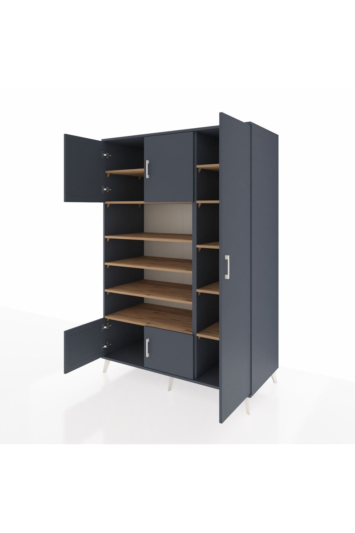 Kronos Dolap 11 Raflı 5 Kapaklı 132x59x195 Antrasit-Antrasit/Çam