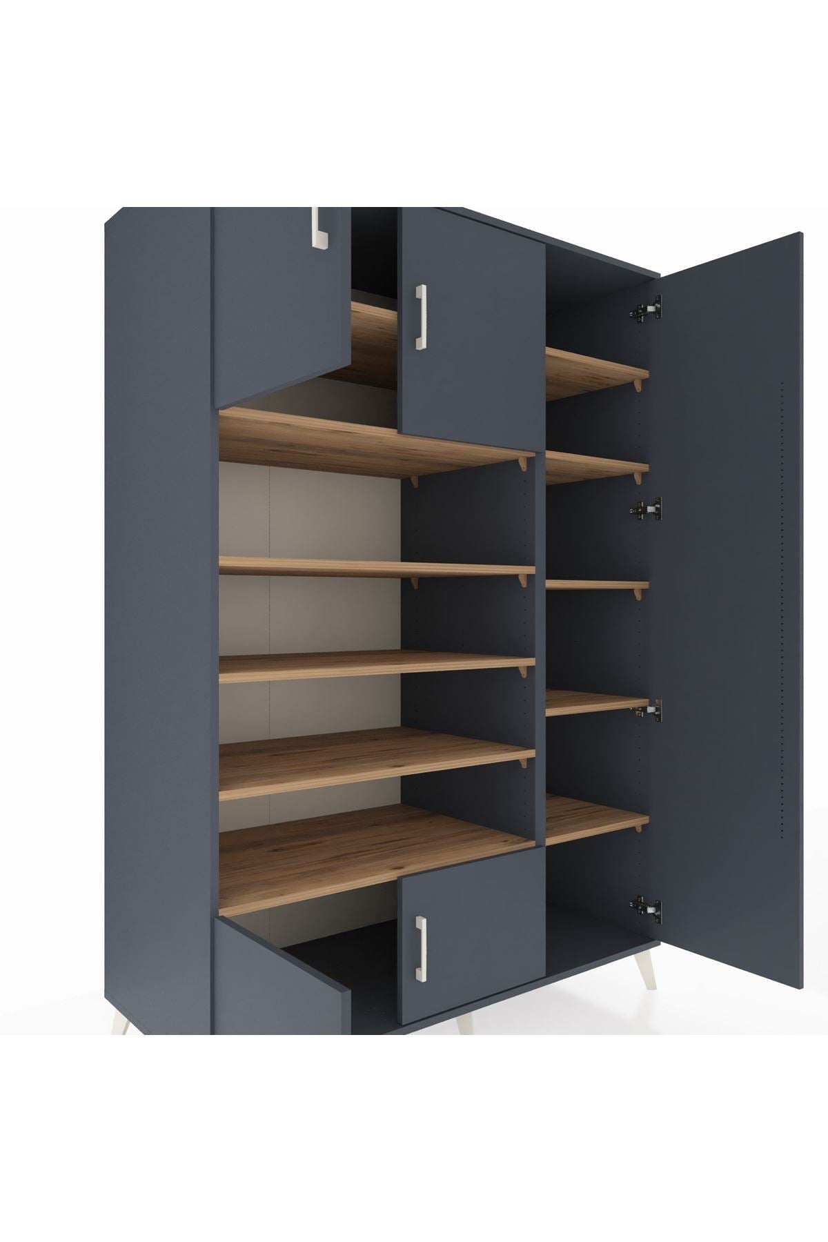 Kronos Dolap 11 Raflı 5 Kapaklı 132x59x195 Antrasit-Antrasit/Çam