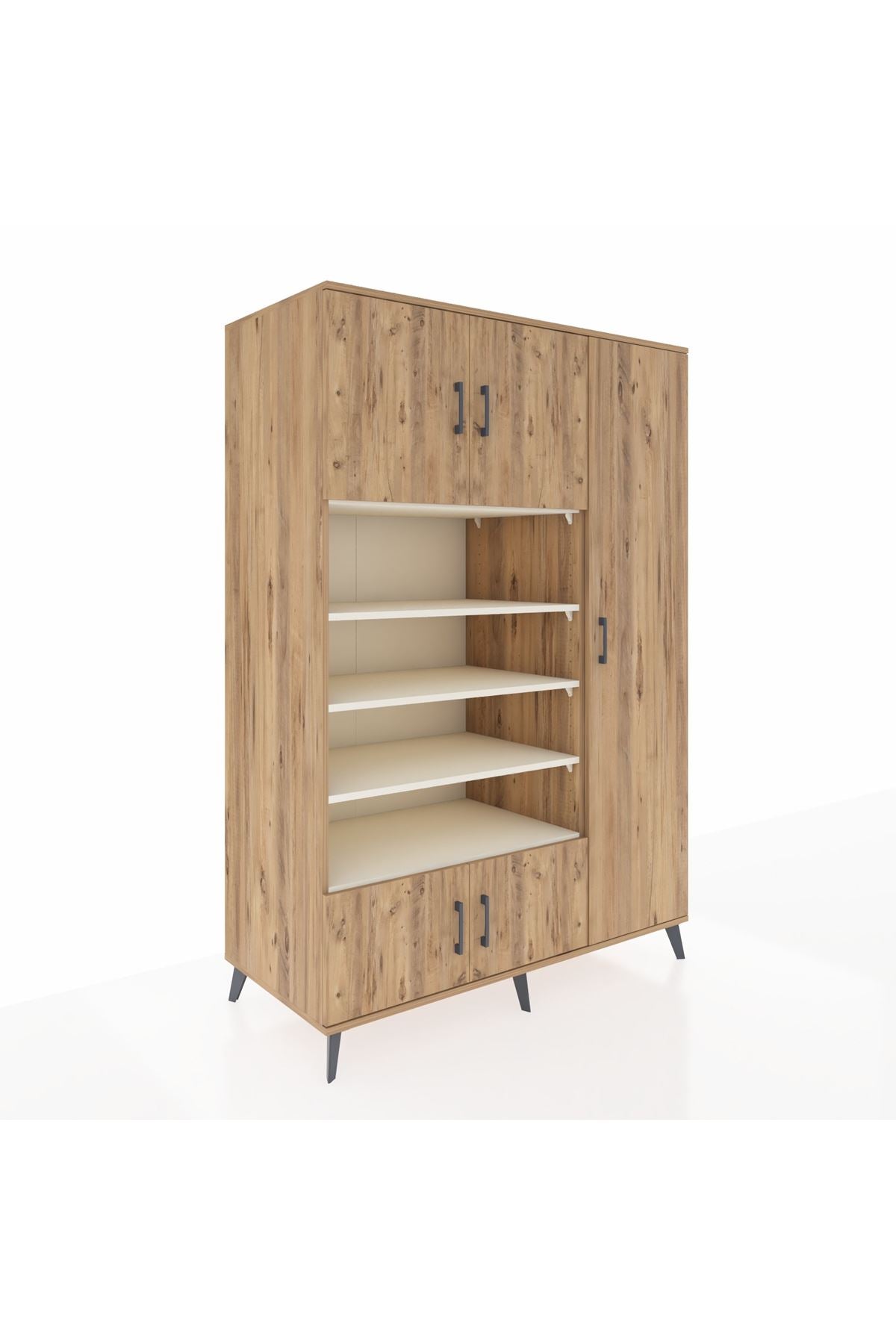 Kronos Dolap 11 Raflı 5 Kapaklı 132x59x195 Çam-Çam/Aytaşı