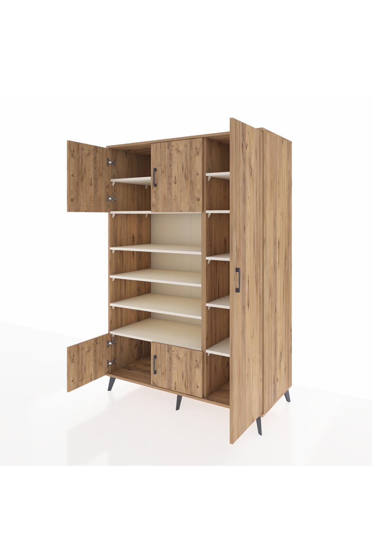 Kronos Dolap 11 Raflı 5 Kapaklı 132x59x195 Çam-Çam/Aytaşı