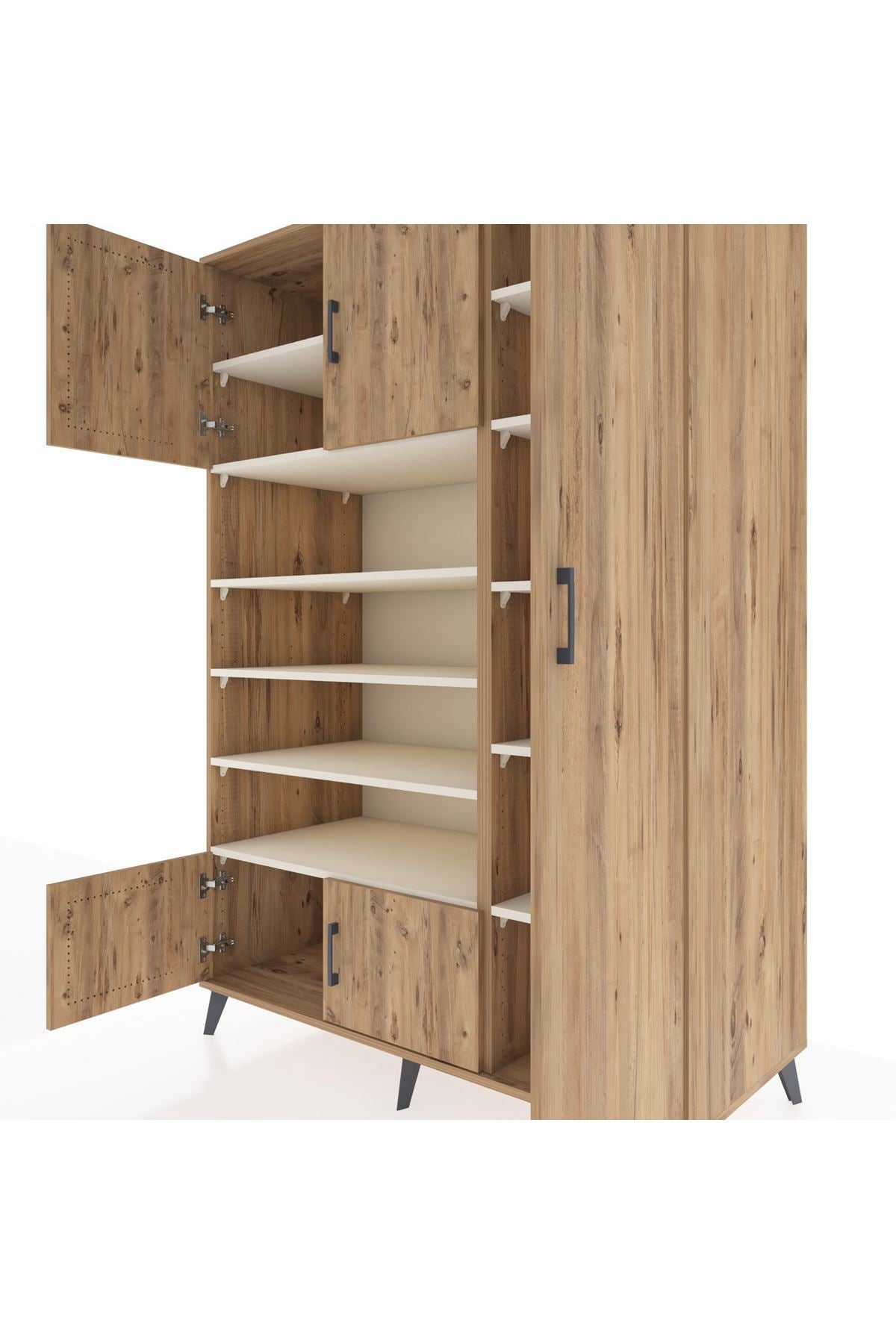 Kronos Dolap 11 Raflı 5 Kapaklı 132x59x195 Çam-Çam/Aytaşı