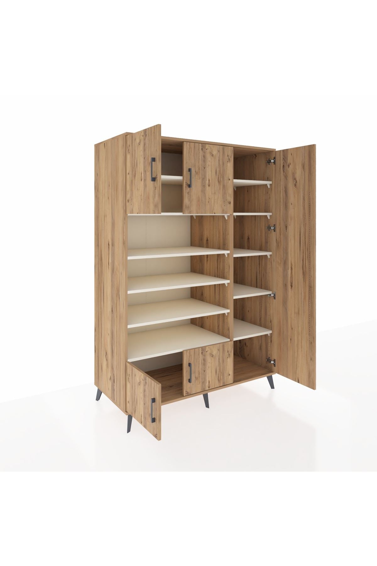 Kronos Dolap 11 Raflı 5 Kapaklı 132x59x195 Çam-Çam/Aytaşı