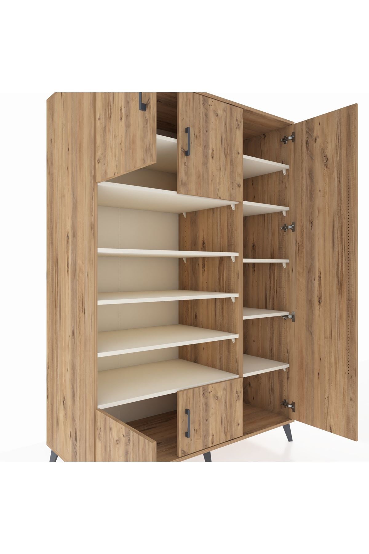 Kronos Dolap 11 Raflı 5 Kapaklı 132x59x195 Çam-Çam/Aytaşı