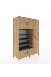 Kronos Dolap 11 Raflı 5 Kapaklı 132x59x195 Çam-Çam/Antrasit