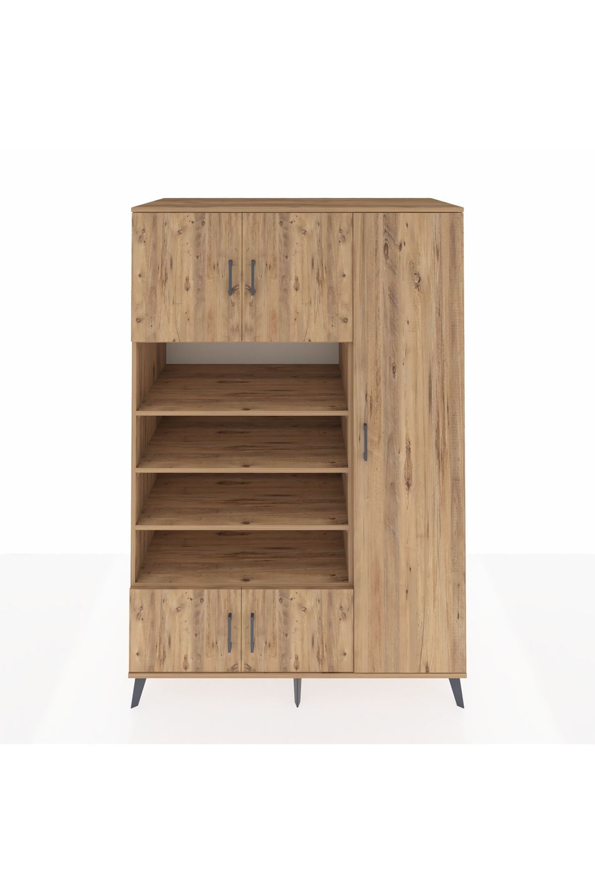 Kronos Dolap 11 Raflı 5 Kapaklı 132x59x195 Çam-Çam/Çam