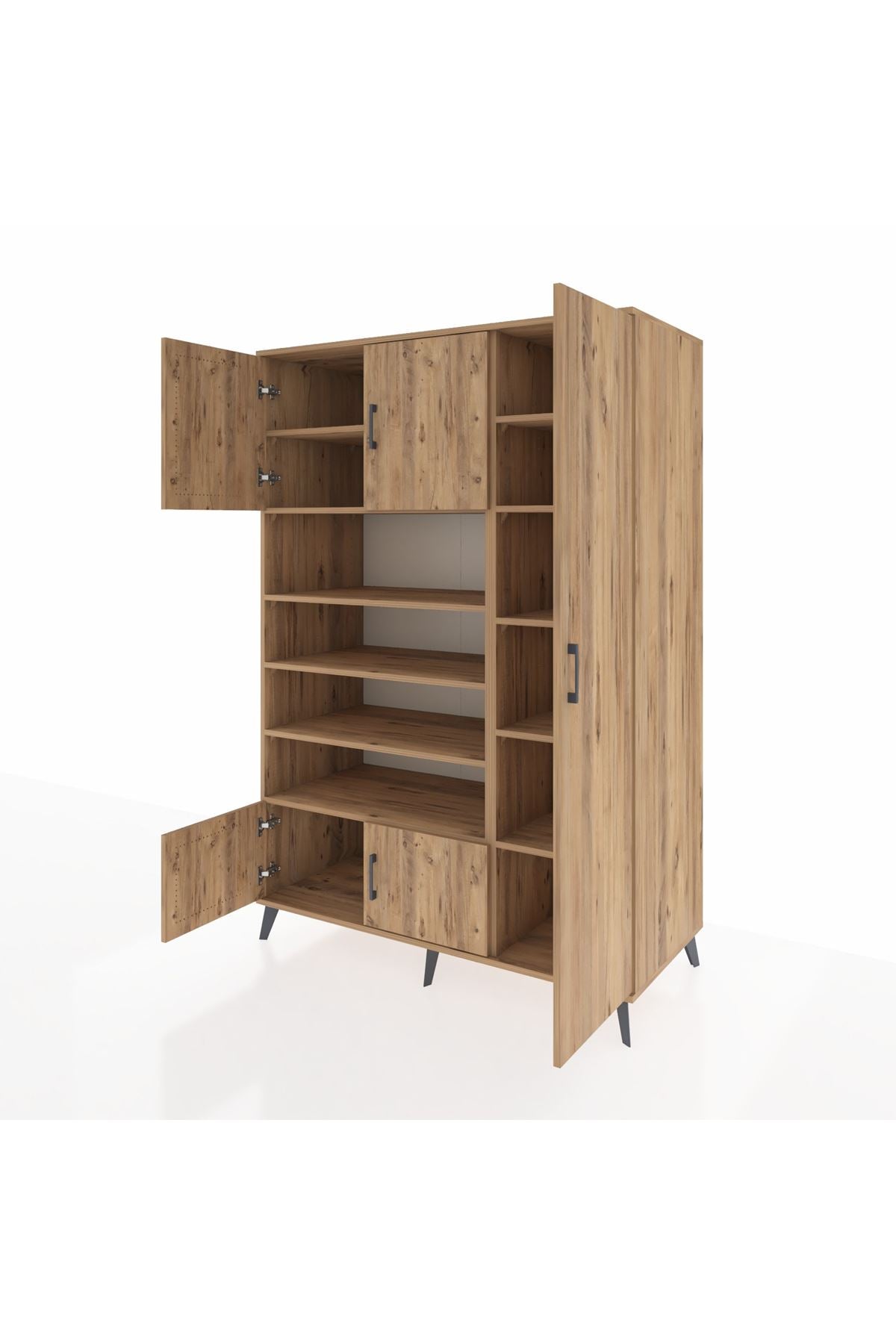 Kronos Dolap 11 Raflı 5 Kapaklı 132x59x195 Çam-Çam/Çam