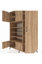 Kronos Dolap 11 Raflı 5 Kapaklı 132x59x195 Çam-Çam/Çam