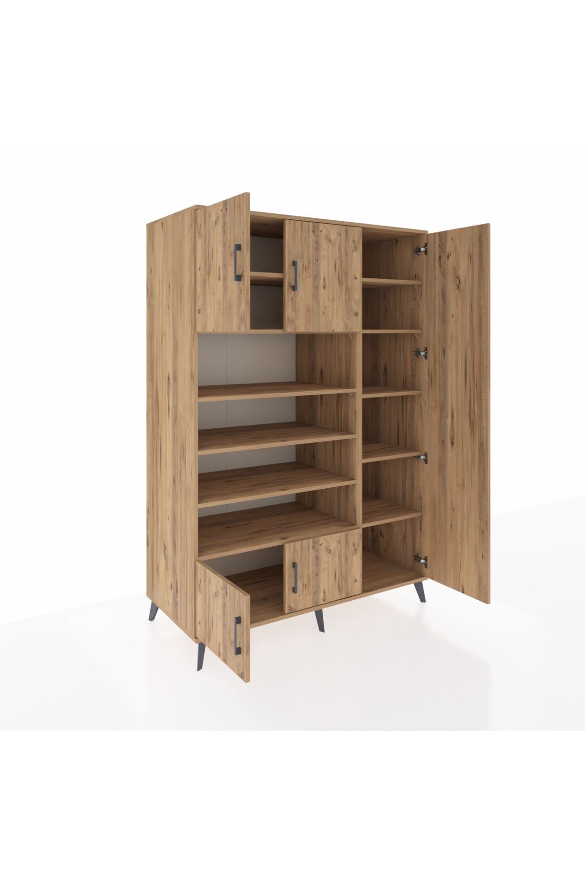 Kronos Dolap 11 Raflı 5 Kapaklı 132x59x195 Çam-Çam/Çam