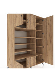 Kronos Dolap 11 Raflı 5 Kapaklı 132x59x195 Çam-Çam/Çam