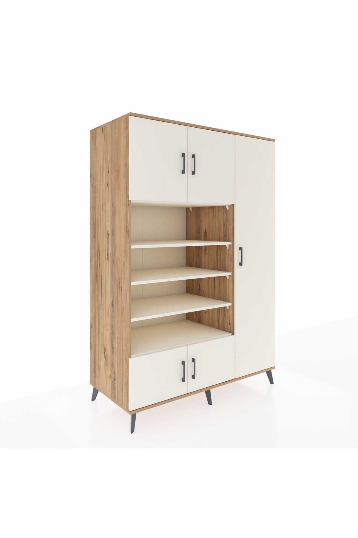 Kronos Dolap 11 Raflı 5 Kapaklı 132x59x195 Çam-Aytaşı/Aytaşı