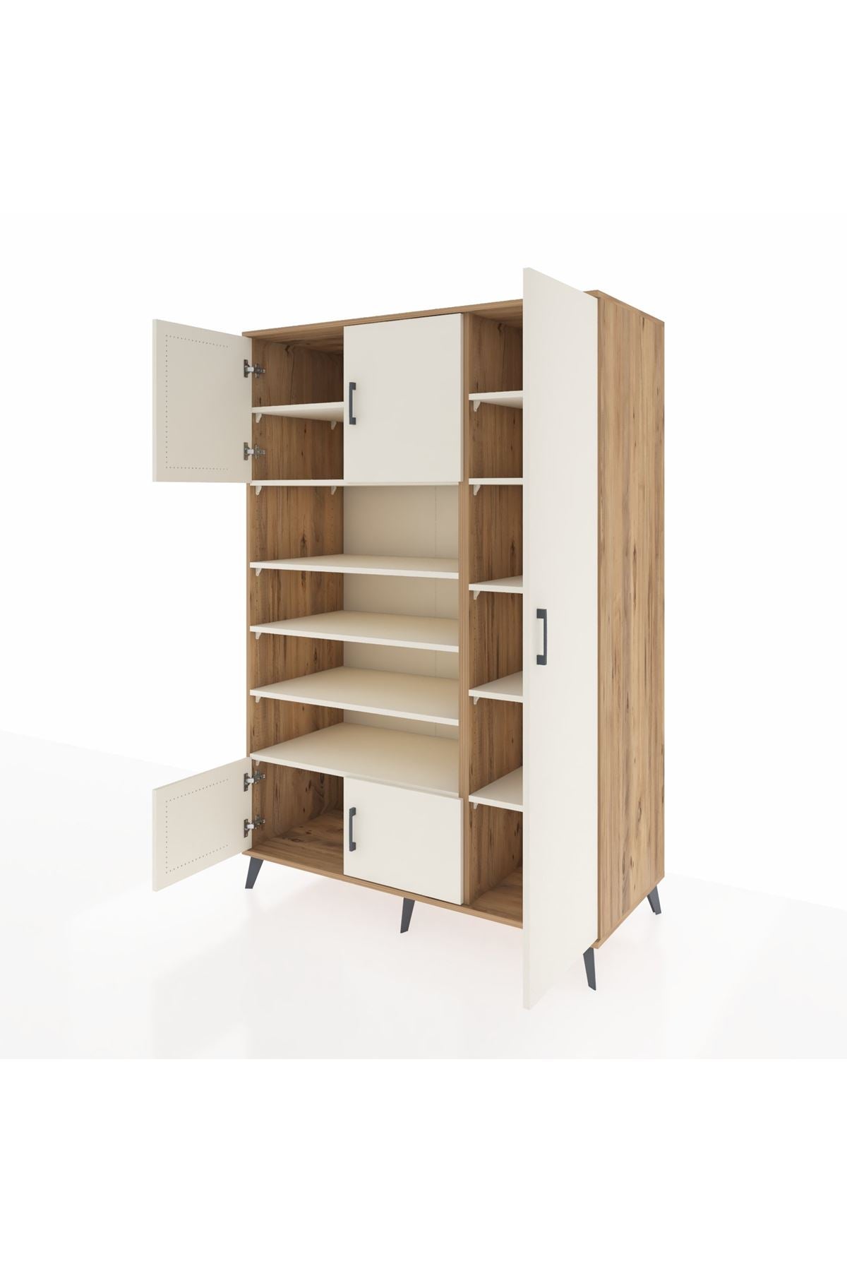 Kronos Dolap 11 Raflı 5 Kapaklı 132x59x195 Çam-Aytaşı/Aytaşı