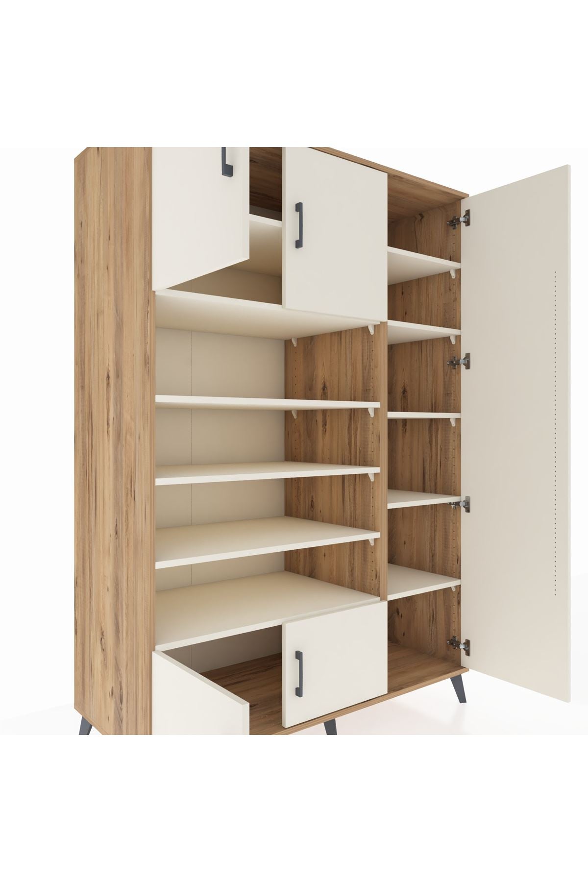 Kronos Dolap 11 Raflı 5 Kapaklı 132x59x195 Çam-Aytaşı/Aytaşı