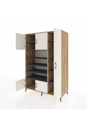 Kronos Dolap 11 Raflı 5 Kapaklı 132x59x195 Çam-Aytaşı/Antrasit