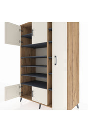 Kronos Dolap 11 Raflı 5 Kapaklı 132x59x195 Çam-Aytaşı/Antrasit