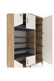 Kronos Dolap 11 Raflı 5 Kapaklı 132x59x195 Çam-Aytaşı/Antrasit