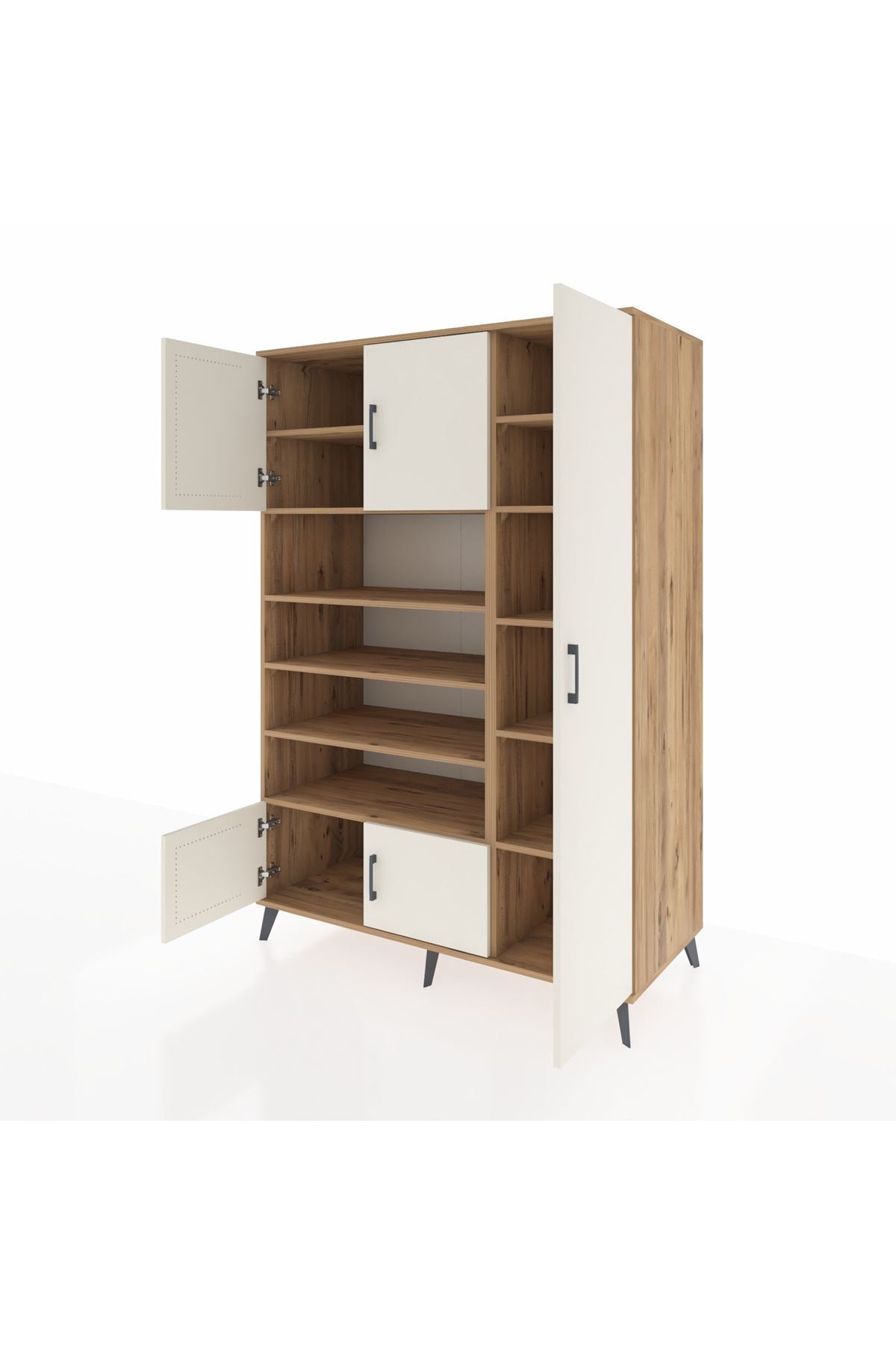 Kronos Dolap 11 Raflı 5 Kapaklı 132x59x195 Çam-Aytaşı/Çam