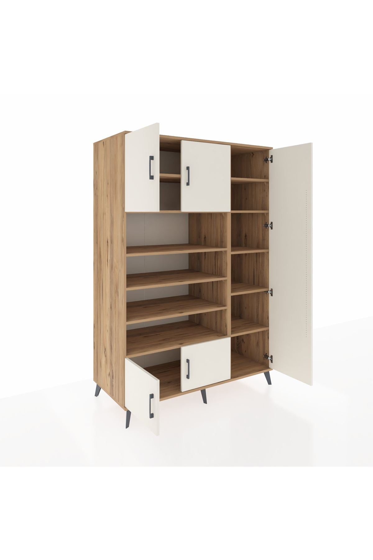 Kronos Dolap 11 Raflı 5 Kapaklı 132x59x195 Çam-Aytaşı/Çam