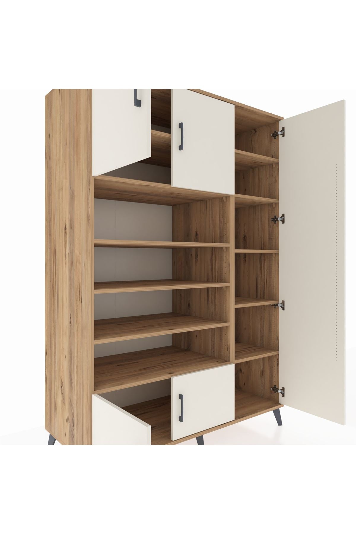 Kronos Dolap 11 Raflı 5 Kapaklı 132x59x195 Çam-Aytaşı/Çam