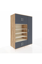 Kronos Dolap 11 Raflı 5 Kapaklı 132x59x195 Çam-Antrasit/Aytaşı