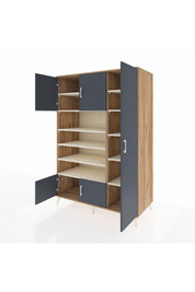 Kronos Dolap 11 Raflı 5 Kapaklı 132x59x195 Çam-Antrasit/Aytaşı