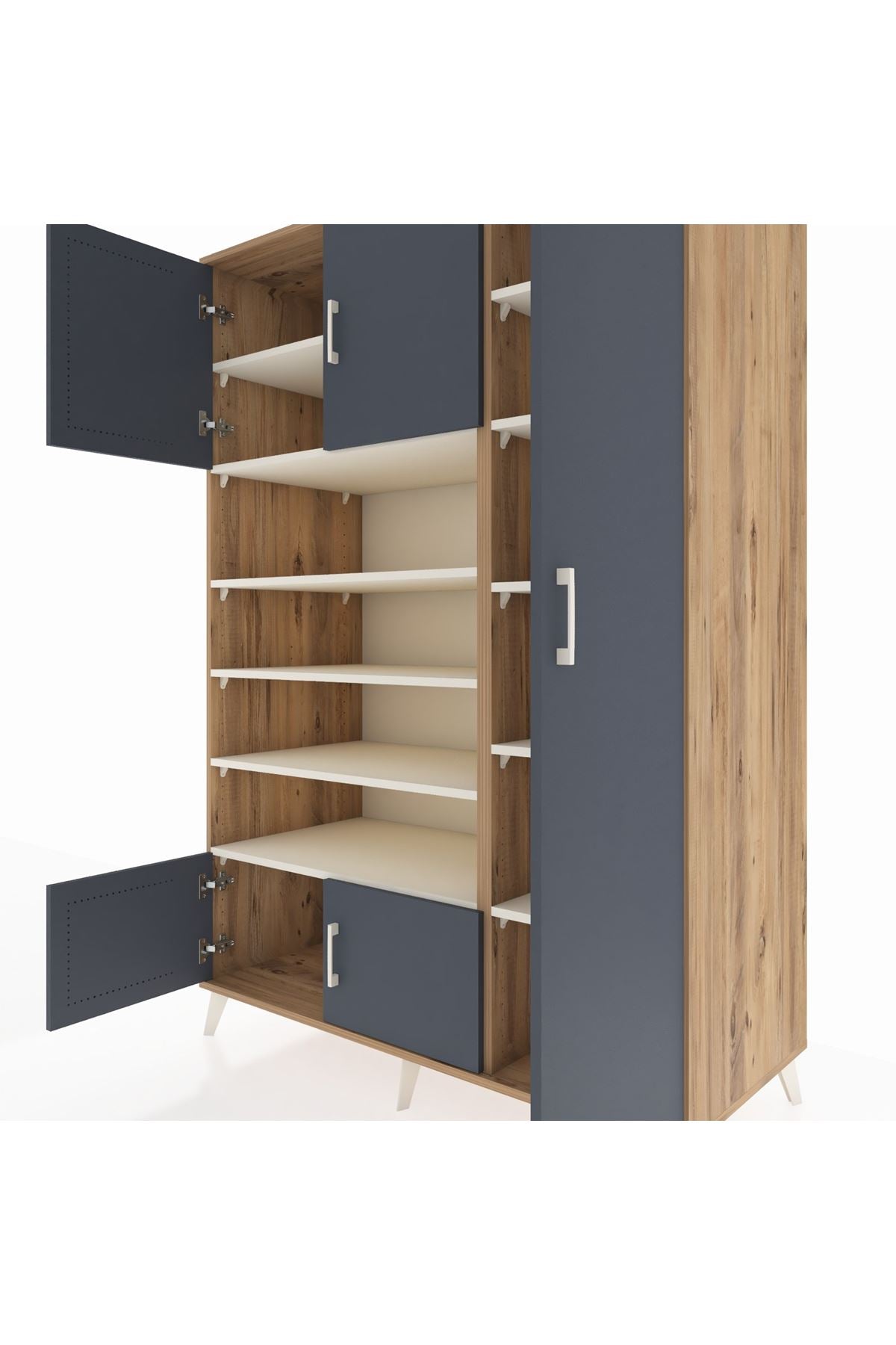 Kronos Dolap 11 Raflı 5 Kapaklı 132x59x195 Çam-Antrasit/Aytaşı