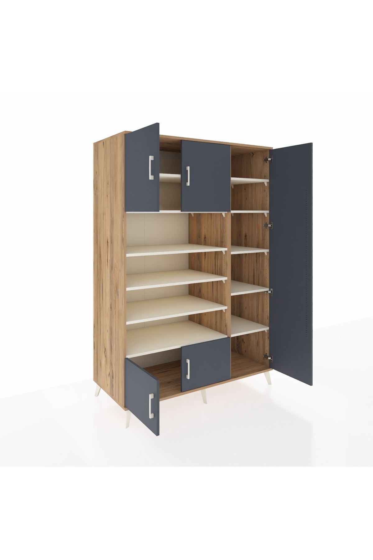 Kronos Dolap 11 Raflı 5 Kapaklı 132x59x195 Çam-Antrasit/Aytaşı