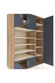 Kronos Dolap 11 Raflı 5 Kapaklı 132x59x195 Çam-Antrasit/Aytaşı