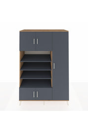 Kronos Dolap 11 Raflı 5 Kapaklı 132x59x195 Çam-Antrasit/Antrasit