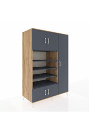 Kronos Dolap 11 Raflı 5 Kapaklı 132x59x195 Çam-Antrasit/Antrasit