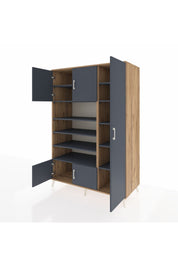 Kronos Dolap 11 Raflı 5 Kapaklı 132x59x195 Çam-Antrasit/Antrasit