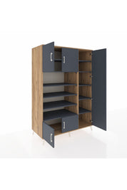 Kronos Dolap 11 Raflı 5 Kapaklı 132x59x195 Çam-Antrasit/Antrasit