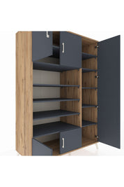 Kronos Dolap 11 Raflı 5 Kapaklı 132x59x195 Çam-Antrasit/Antrasit