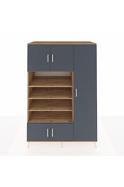 Kronos Dolap 11 Raflı 5 Kapaklı 132x59x195 Çam-Antrasit/Çam